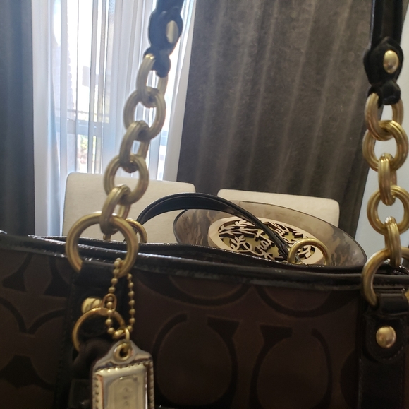 AUTHETIC COACH POPPY LUREX SIGNATURE TOTE BAG PURSE #18355 - Picture 7 of 15